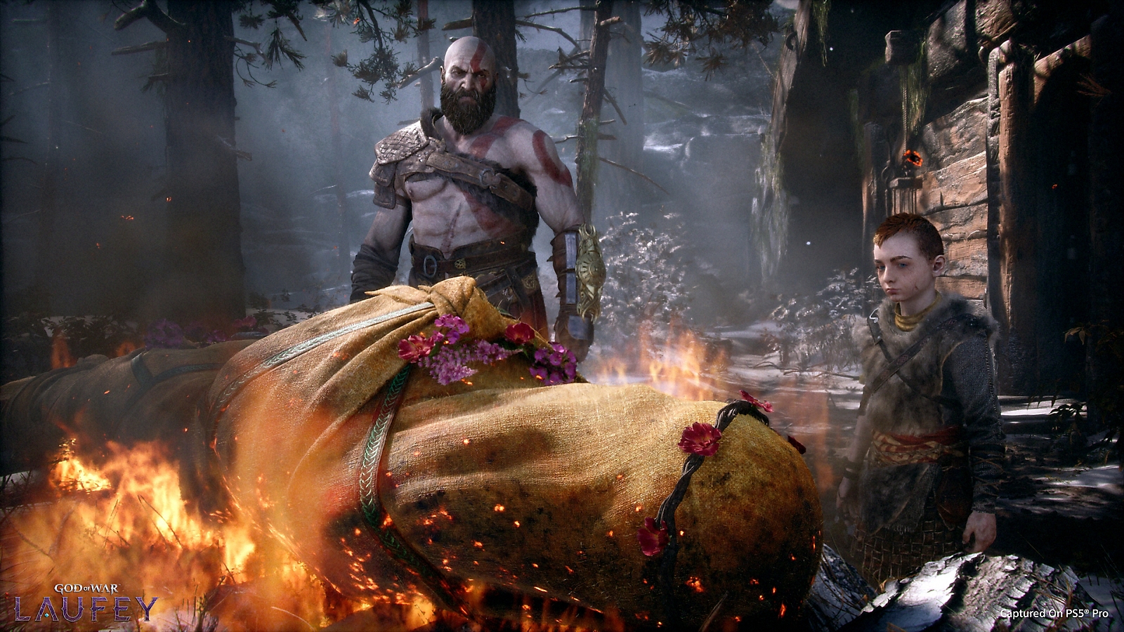 A solemn gathering in a forest clearing